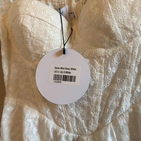 Princess Polly Darso White Mini Dress Size 4 New - Picture 5 of 7
